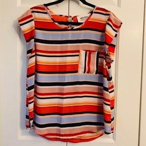 Aliceblue Colorful Short Sleeve Blouse